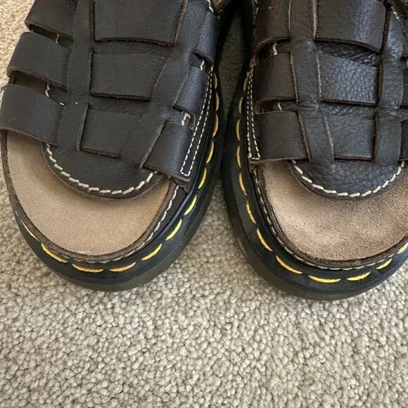 Dr. Martens VINTAGE 5A57 Slide Mule Sandal NWOT Oiled Leather Brown Women's 6 - Picture 4 of 10